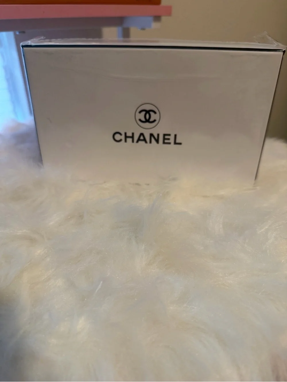 CHANEL White Accessory Box with Black Logo